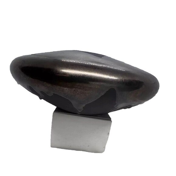 Vintage Haeger Matte Black Bronze Tone Volcanic Drip Lava Glaze Art Pottery UFO - Picture 7 of 14